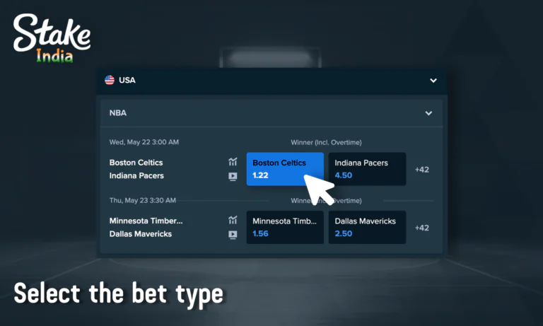 Select the bet type to bet - Stake India